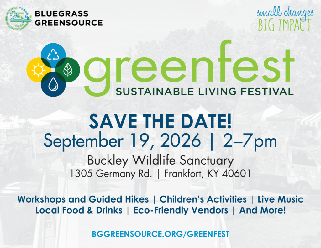 Greenfest Sustainable Living Festival Save the Date flyer.